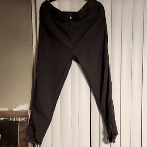 Women's Grey Pull Up Pants With Fringed Leg Bottoms 3C